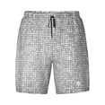 thumbnail image 4 of Lsque Mens Swim Trunks Silver Mosaic Pattern - Bathing Suit Compression Liner - Beach Swim Shorts Swimwear - (S-3XL) - Stretch Quick Dry -, 4 of 9