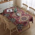 thumbnail image 2 of Red Boho Ethnic Geometric Pattern Rectangle Tablecloth 60"x84",Waterproof Polyester Rectangle Table Cloth, Wipeable Spillproof Polyester Tablecloth for Dining, Camping, Indoor and Outdoor, 2 of 5