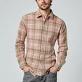thumbnail image 4 of YFNNUP Plaid Shirts for Men Lightweight Lapel Flannel Shirt Long Sleeve Button Down Tops Regular Fit Casual Tshirt Pink S, 4 of 8