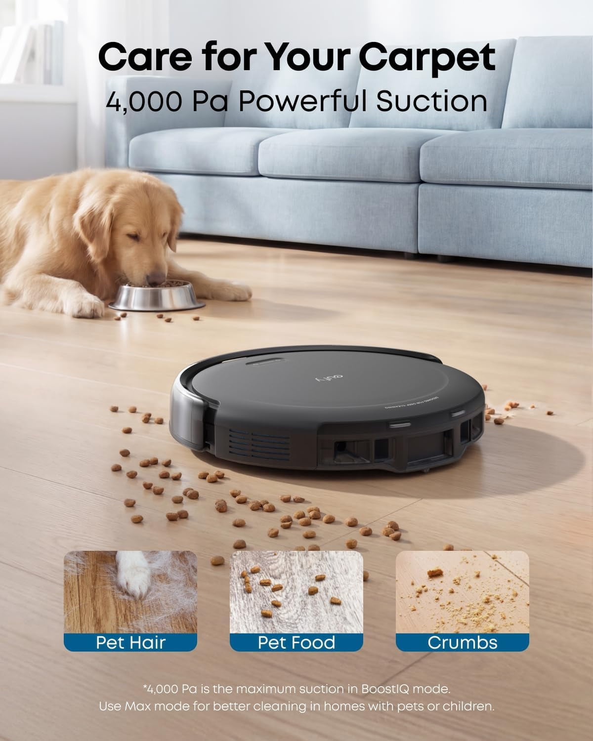 eufy C10 Robot Vacuum Self Emptying, 8 Weeks Hands Free, Advanced Smart Mapping with LiDAR Navigation, Edge Expansion Brush for Pet Hair, Carpet Detection