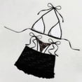 thumbnail image 4 of Women's Two Piece Triangle Bikini Swimsuit Ruffled Halter Triangle Top Tie Side High Cut Cute Summer Beach Bathing Suit, 4 of 5