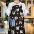thumbnail image 6 of Pioneer Flower Floral Print Pattern Cotton Linen Apron with Pockets, Waterproof Adjustable, 33x27 Inch for Kitchen, Gardening, BBQ, Salon, 6 of 6