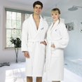 thumbnail image 2 of Linum Home Textiles Unisex Personalized Turkish Cotton Waffle Terry Satin Piped Trim Bathrobe Color: N Size: L/XL, 2 of 5