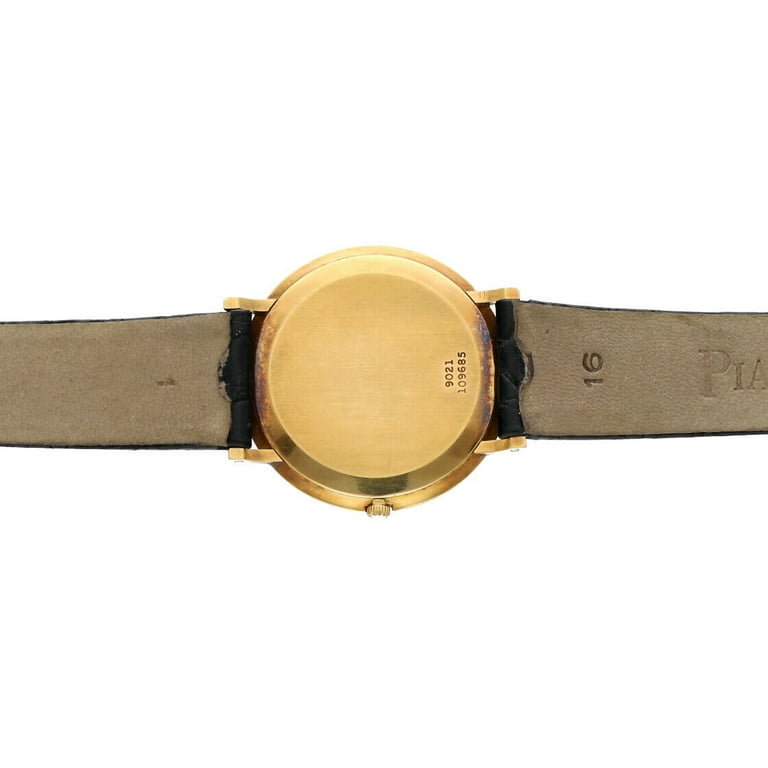 Piaget 9021 18k Yellow Gold Flat 31mm Leather Strap Manual Wind