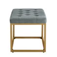 thumbnail image 5 of Velvet Ottoman Footstool, Square Upholstered Shoe Changing Stool with Metal Legs, Footrest, Makup Stool, Vanity Seat, Piano Bench for Clothes Shop,Living Room, Porch, Fitting Room Bedroom, Dark Grey, 5 of 7