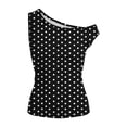 thumbnail image 6 of Feancey Women's One Shoulder Tank Tops Polka Dot Print Slim Fit Tanks Y2K Trendy Going Out Sleeveless T Shirts 2026 Summer Clothes Black L, 6 of 7