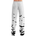 thumbnail image 4 of BWASD Pants for Women Halloween Bat Print Wide Leg Pants with Pockets Comfy Baggy Holiday Party Loungewear Casual Loose Soft Pajama Bottoms Home Daily Wear | S Size, 4 of 6