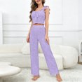 thumbnail image 4 of Two Piece Outfits for Women, Solid Color Casual Top and Pants, Simple Everyday Matching Set, Purple - L, 4 of 5