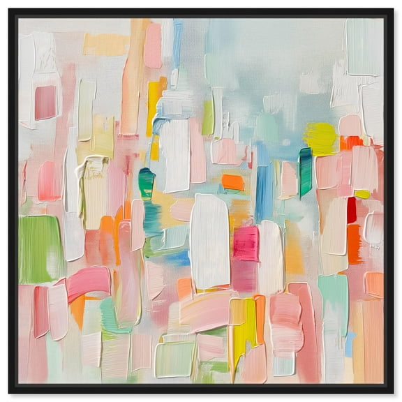 Color Symphony I Canvas Spring Abstracts by Art Remedy, Black Frame, 12" x 12"