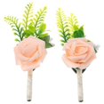 thumbnail image 4 of Realistic Bridal Boutonniere 2Pcs Wedding Accessory For Men Flower Shape Pink Simple And Fresh Decoration, 4 of 5