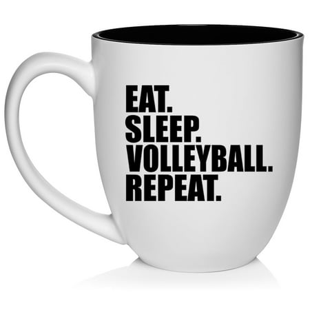 

Eat Sleep Volleyball Repeat Ceramic Coffee Mug Tea Cup Gift for Her Him Friend Coworker Wife Husband (16oz White)