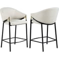 thumbnail image 2 of Solid Beige Fabric & Black Metal Frame / Comfortable Dining Stools for Dining Space Set of 2, 2 of 7