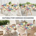 thumbnail image 7 of Round Fitted Tablecloth with Elastic Edges Fits 36"-44" Round Tables Pioneer Colorful Floral Waterproof Table Cover Washable Indoor and Outdoor for Party Kitchen Dinner Banquet Patio Picnic, 7 of 7