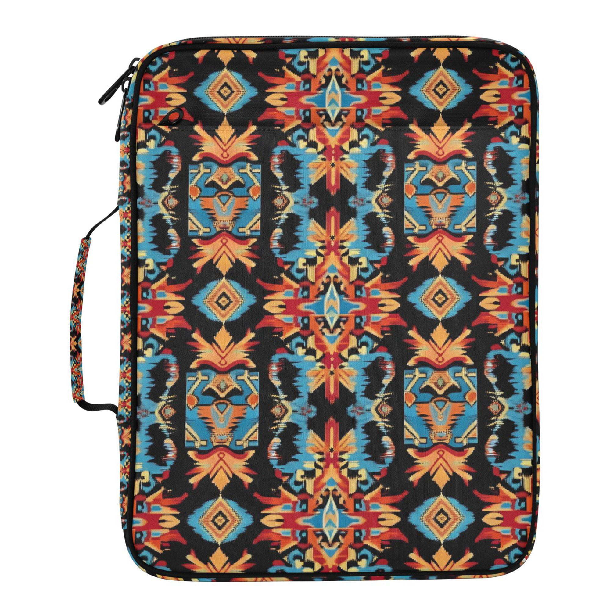 FORMRS Accordion File Folder A4 Size 7-Pocket Expanding Document Organizer Bag with 3 Ring Binder, Blue Geometric