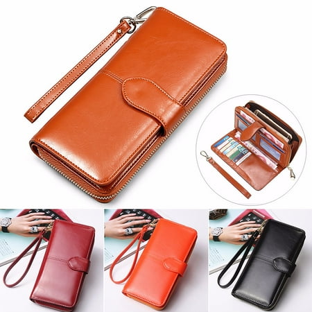 - Meigar New PU Leather Wallets For Women Long Card Holder Zipper Clutch Phone Purse