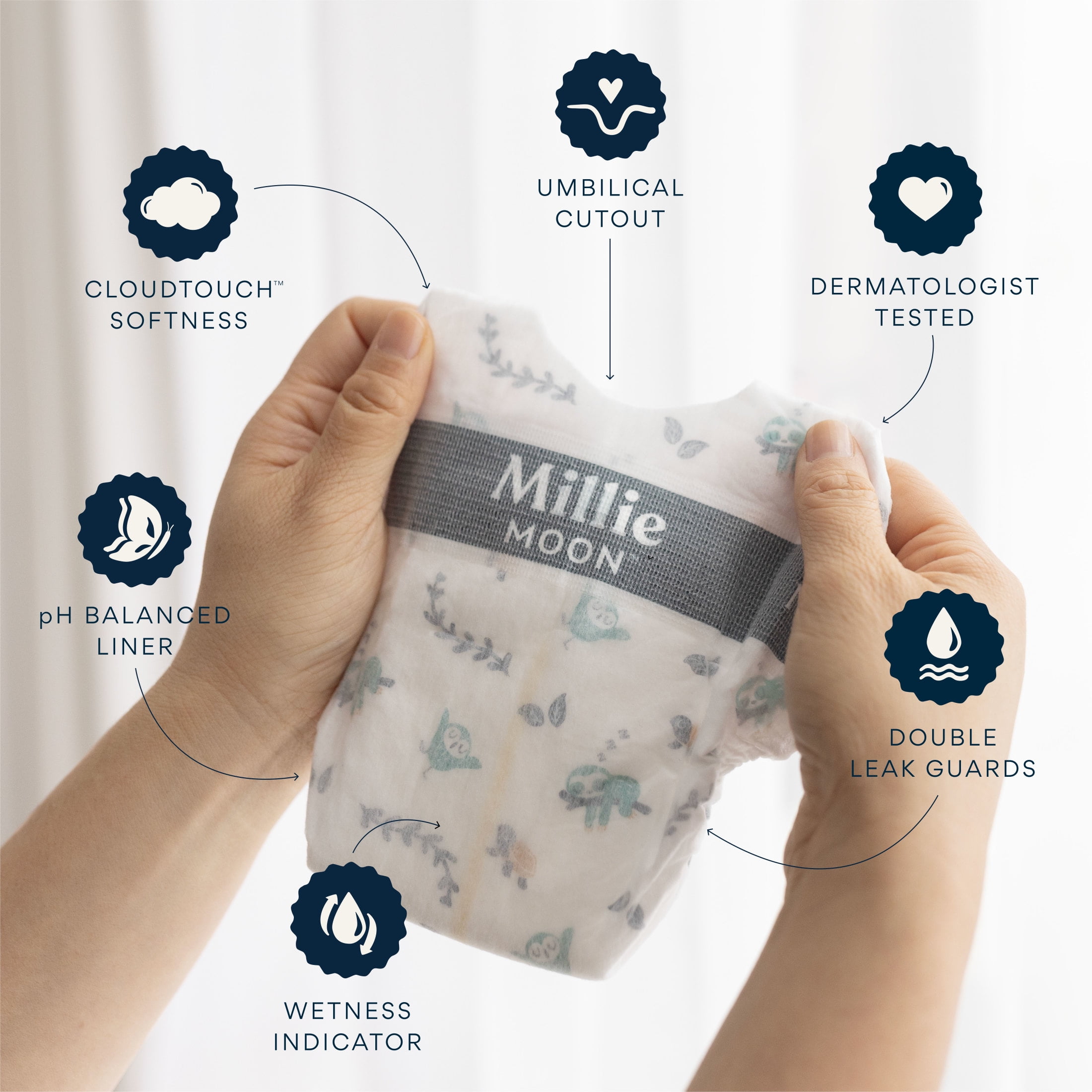 Millie Moon Luxury Diapers, Size Newborn, 96 Count