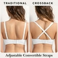 thumbnail image 3 of YANDW Women's Push Up Padded Bra T-Shirt Underwire Plunge Bra Add One Cup, White 38D, 3 of 6