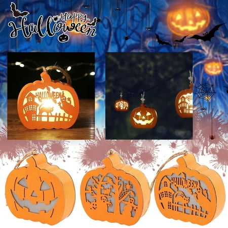 

Halloween Wooden Lighting Decoration Pendant Creative Wooden Bat Holiday Atmosphere LED Decoration