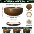 thumbnail image 2 of Wliror Succulent Planter - 13 Inch Ceramic Bonsai Pots with Drainage Hole and Saucer, Speckle Brown, 2 of 7