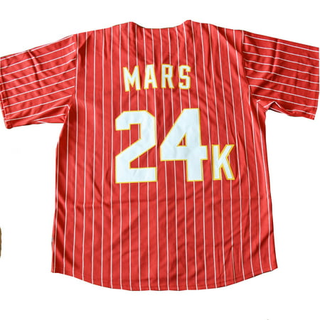 Bruno Mars 24K Hooligans RED Baseball Jersey Magic Costume Uniform BET Awards