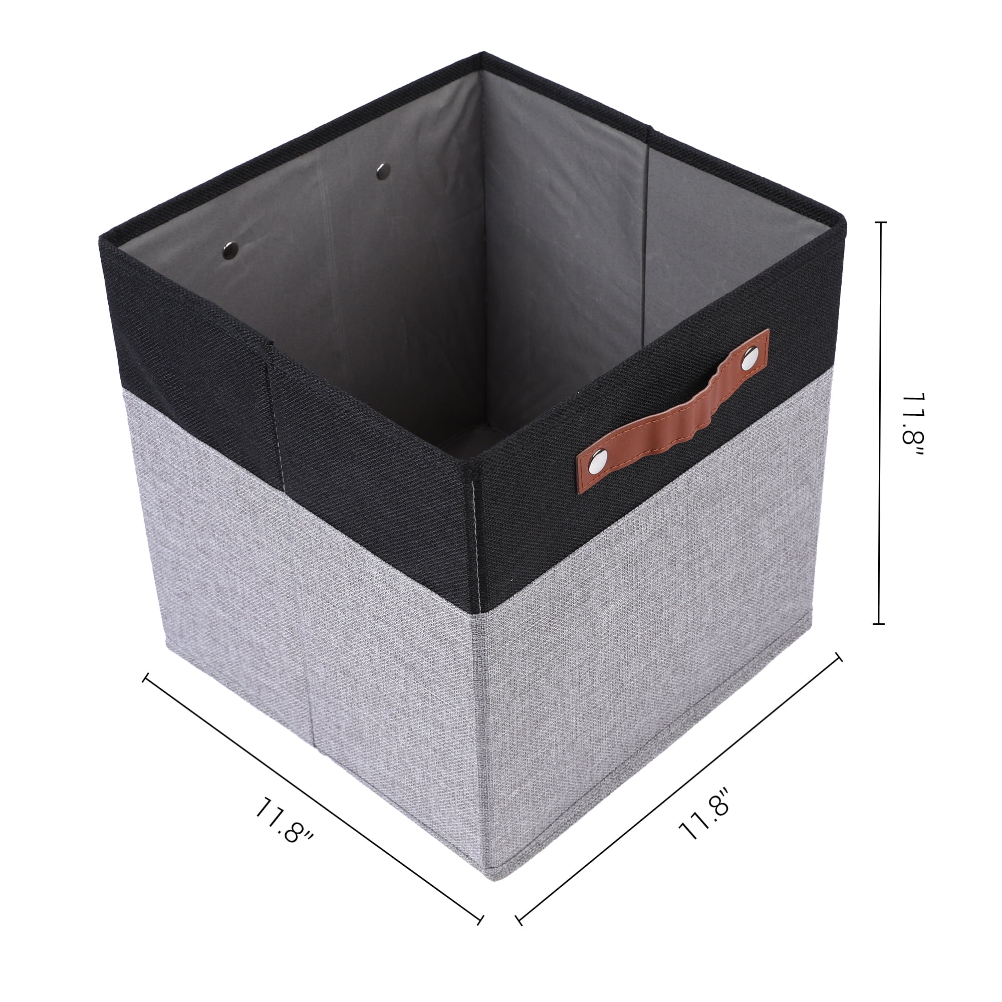 Unique Bargains Storage Cube Fabric Storage Bin with Handles Black 11.8*11.8*11.8in