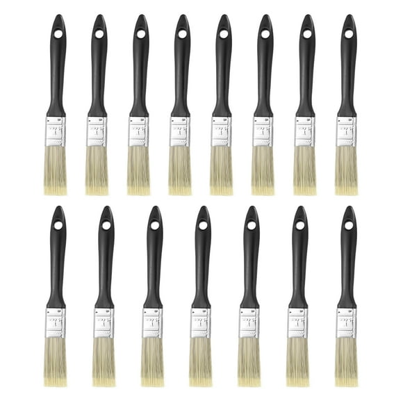 Uxcell 14pcs Flat Paint Brush 1" Plastic Grip Synthetic Bristle Paintbrushes for Wall Cabinet Decks Fences Painting