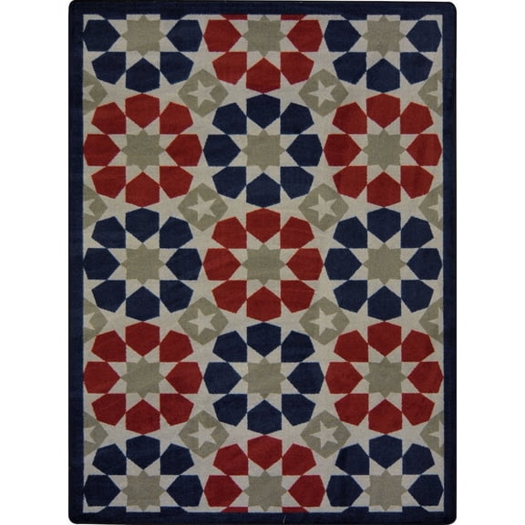 Joy Carpets Kaleidoscope Americana 7'8" x 10'9" Area Rug in Color Multi