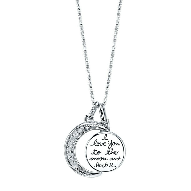 Little Luxuries Little Luxuries Sterling Silver Two Piece Diamond Accent Moon I Love You To The Moon And Back Pendant Necklace 18 Walmart Com Walmart Com
