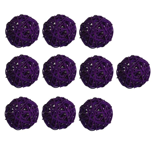 10 Piezas Decorativas Ratán Bolas Florero Tazón Relleno Ratán Mimbre Bastón Bolas Patio Y Jardín Boda Cumpleaños Fiesta Navidad Adorno Púrpura Soledad Bola de vid de ratán natural