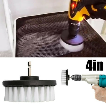 

4 inch Drill Brush Attachment Soft Bristle White Quick Change Shaft For Cleaning Carpet & Leather And Upholstery