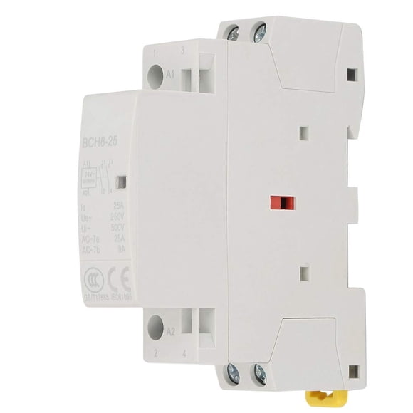 Relais de Montage DIN, 2P 25A 24V 2NO 50/60HZ Contacteur AC Domestique avec Rail DIN
