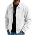 thumbnail image 2 of DayScoop Men's Long Sleeve Corduroy Jacket with Snap Button Front, Point Collar Casual Trucker Coat with Chest Pockets for Work Outdoor Daily, 2 of 6