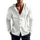 thumbnail image 1 of pstuiky Camisas de manga larga abrigadas para hombre, Camisas de manga larga con capucha y botones lisos y bolsillos informales de lino a la moda para hombre Tops casuales para hombres s, 1 of 9