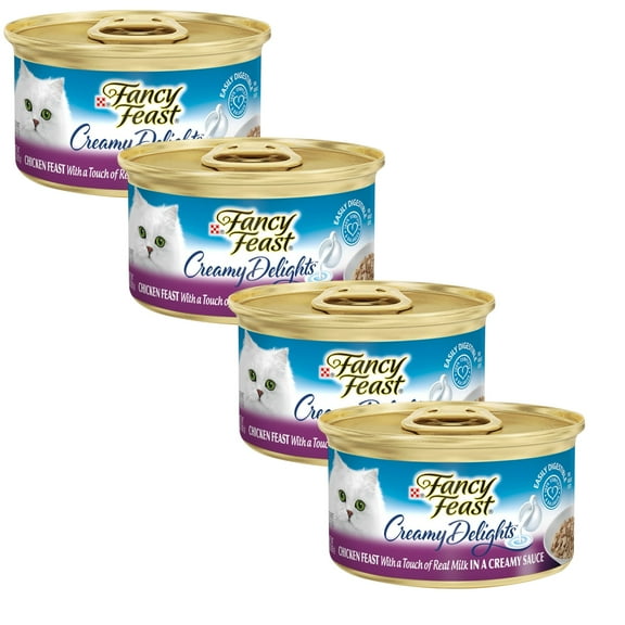 ( 4 Pack ) Fancy Feast Purina Creamy Delights Wet Cat Food Grilled Chicken With A Touch Of Real Milk 3.00 Oz