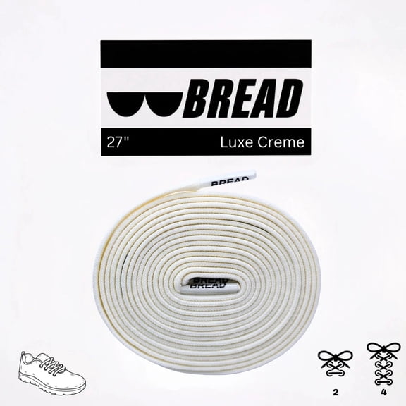 Bread Elastic Shoelaces, No Tie Stretch Shoelaces for Easy Slip-on, Luxe Creme, 120"