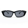 thumbnail image 2 of Womens Retro Sleek Beveled Thick Plastic Lustrous Squared Cat Eye Sunglasses All Black, 2 of 4