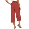 thumbnail image 4 of Women'S Cropped Pants Drawstring Casual with Pockets Loose High Waisted Wide Leg Lounge Pants Orange Red L, 4 of 6
