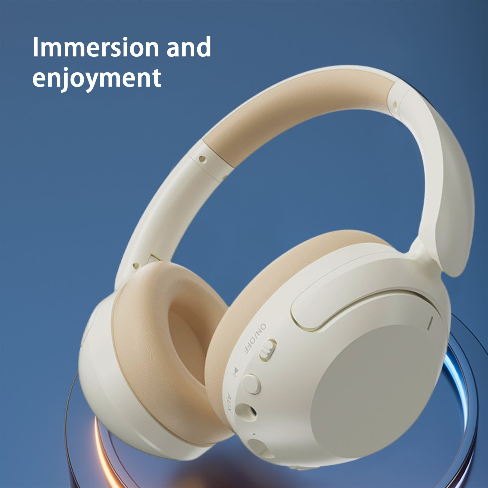 Wireless Headsets with Microphone, 45+ Playtime PC Bluetooth Headset and Multipoint Connect to Laptop Computer and Mobile, Wired or Wireless Headphones (1 Pack),Beige