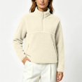 thumbnail image 7 of Women's Sherpa Quarter Zip Sweatshirt, Long Sleeve Fuzzy Pullover Top with Side Pockets for Casual Wear, 7 of 7