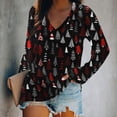 thumbnail image 1 of ICHUANYI Liquidación Mujer Moda Navidad Impreso Camiseta Mangas Blusa Cuello V Casual Tops ICHUANYI WER202308233266, 1 of 5