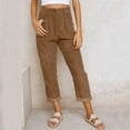 thumbnail image 6 of Hifoo Womens Corduroy Pockets Cropped Straight Leg Pants Elegant Casual Trousers Versatile Solid Color Slacks, 6 of 8