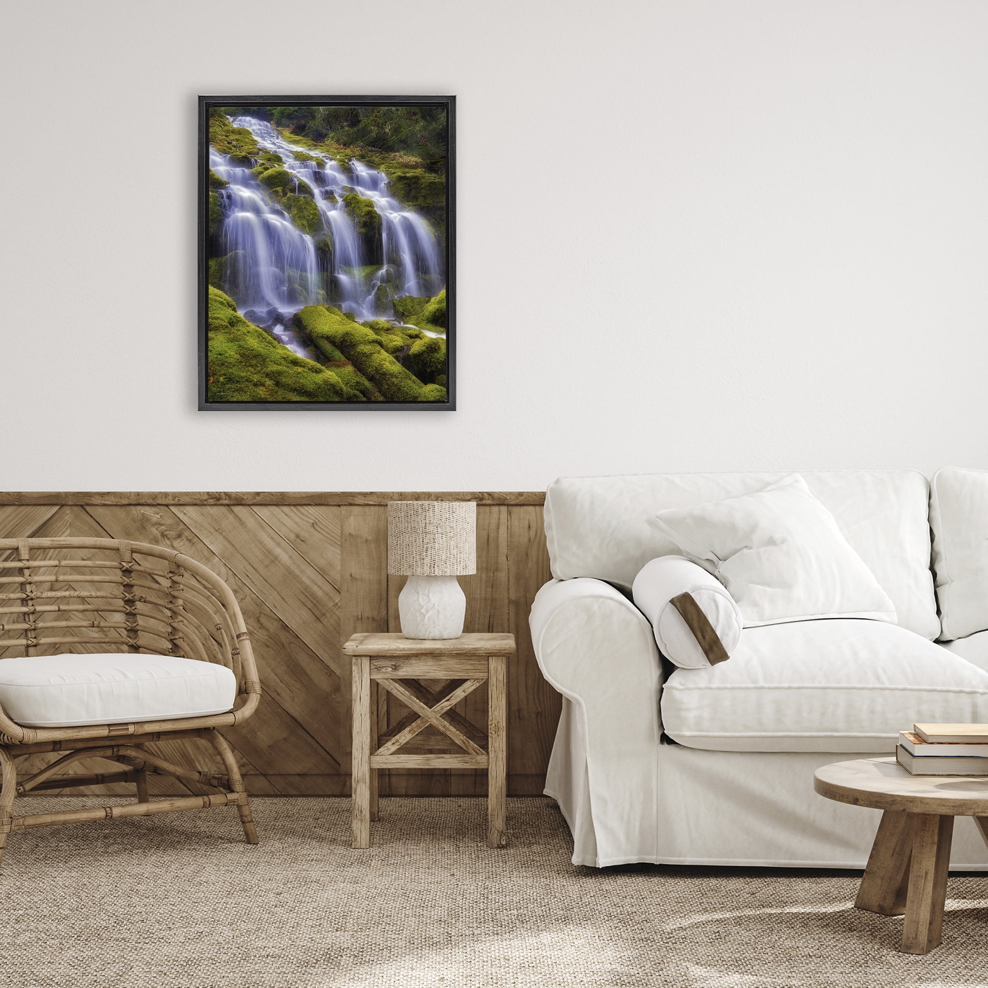 Stupell Industries Upper Proxy Falls Black Framed Floater Canvas Wall Art, design by Dennis Frates