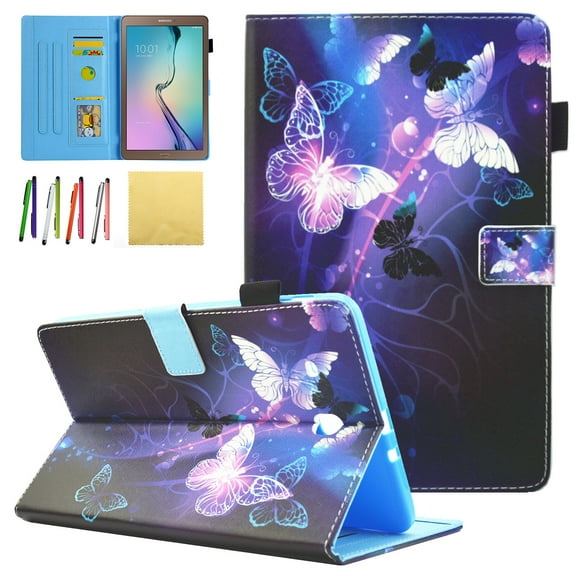 Galaxy Tab E 9.6 Case - Allytech PU Leather Stand Case for Samsung Tab E Wi-Fi / Tab E Nook / Tab E Verizon 9.6-Inch Tablet (Fit SM-T560/T561/T565)(Will Not Fit T560NU/ T567V), Purple Butterfly