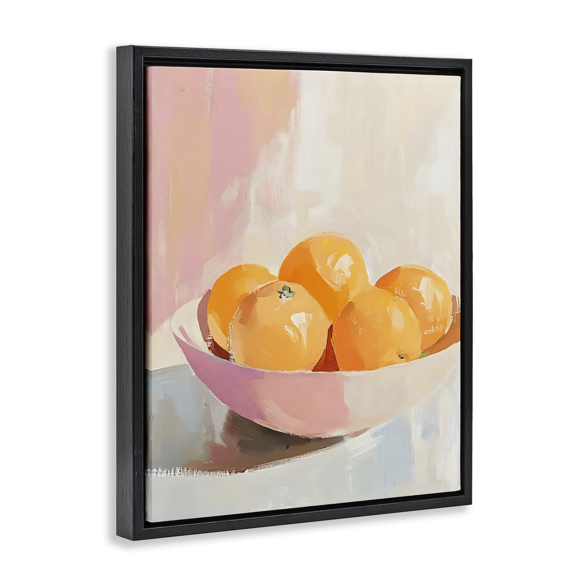 Stupell Industries Pastel Bowl of Oranges Black Framed Floater Canvas Wall Art, design by The Prints Vibe