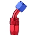 thumbnail image 1 of AN8 90 Fitting Adapter for Fuel Line Hose - Aluminum Oil Cooler Connector in Blue & Red, 1 of 3