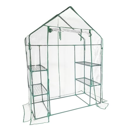 Garden Elements Personal Plastic Indoor/Outdoor Standing Greenhouse for Seed Starting and Propagation, Frost Protection, Unvented, Clear, Medium, 56" x 29" x 77"