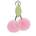 thumbnail image 2 of SPRING PARK Cute Cherry Keychain Fluffy Pom pom Ball Bag Car Pendant Charm Key Keyring, 2 of 8