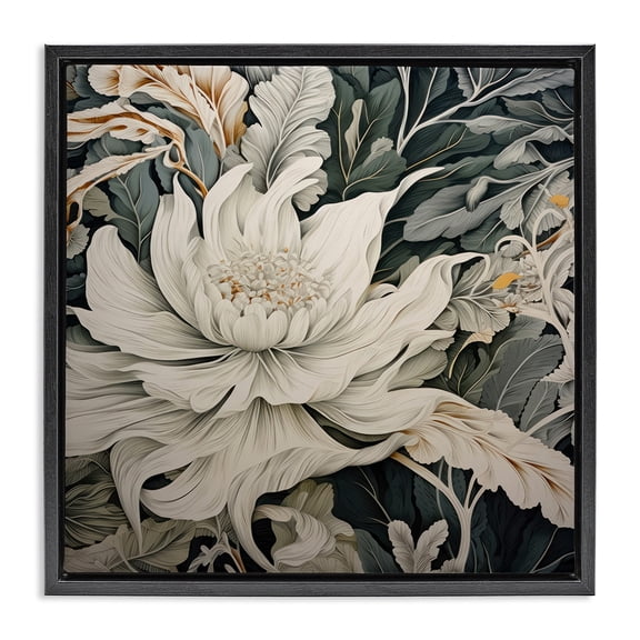 Stupell Industries French Country Traditional Curving Flowers Black Floating Frame Canvas Art, 18 x 18, by Lazar Studio