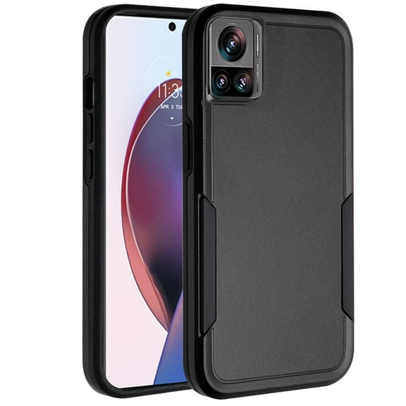 For Motorola Edge  Plus 2023 Heavy Duty Shockproof Dual Layer Drop Protection Tough Hybrid Rugged Rubber Cover ,Xpm Phone Case [ Black ]