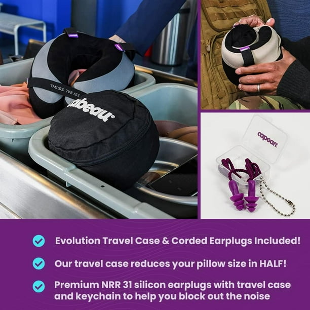 GFDYREE The Neck s Evolution TNE S3 Travel Neck Pillow Memory Foam Airplane Pillow. Neck Pillow with Attachment Straps 360 Degree Support for